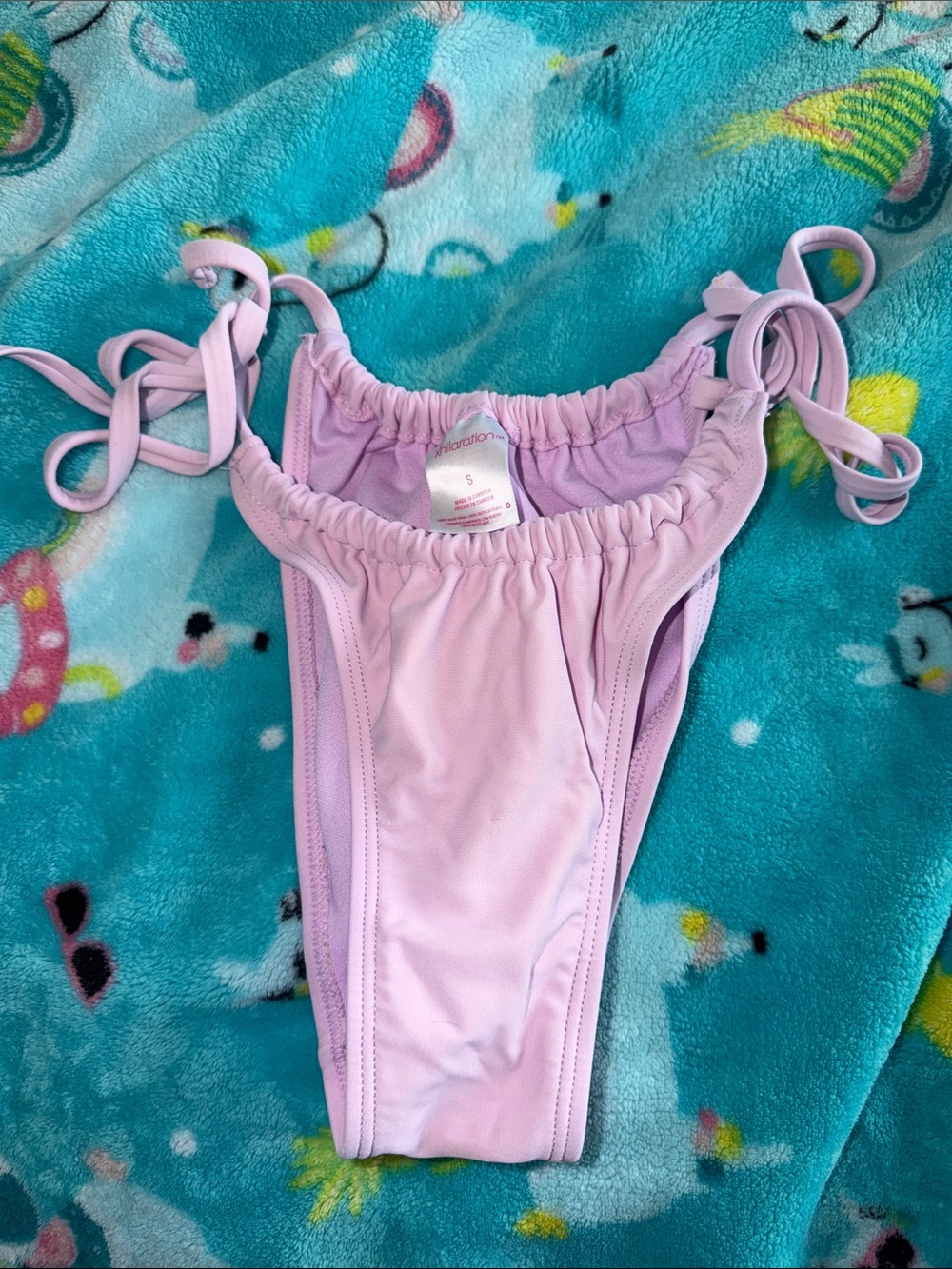Lavender Ruched High Leg Tie-Side Bikini Bottoms